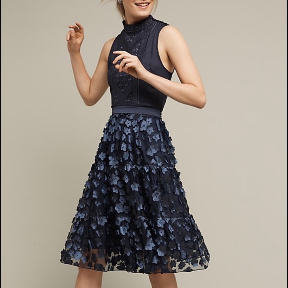 Anthropologie Eva Franco Navy Floral Skirt ✨